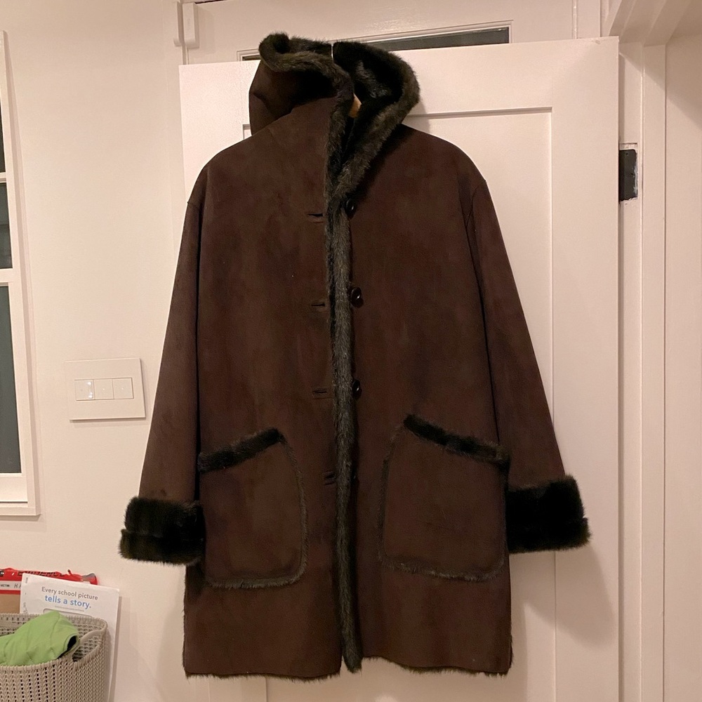Brown Suede/Faux Fur Women’s Coat
